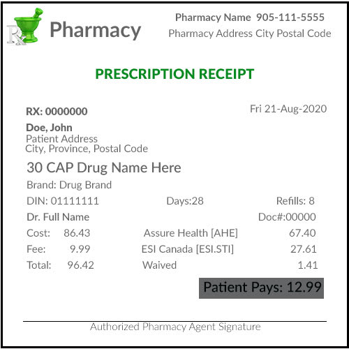 Drug Receipt Sample, Youngs - Ten Star Group Benefits